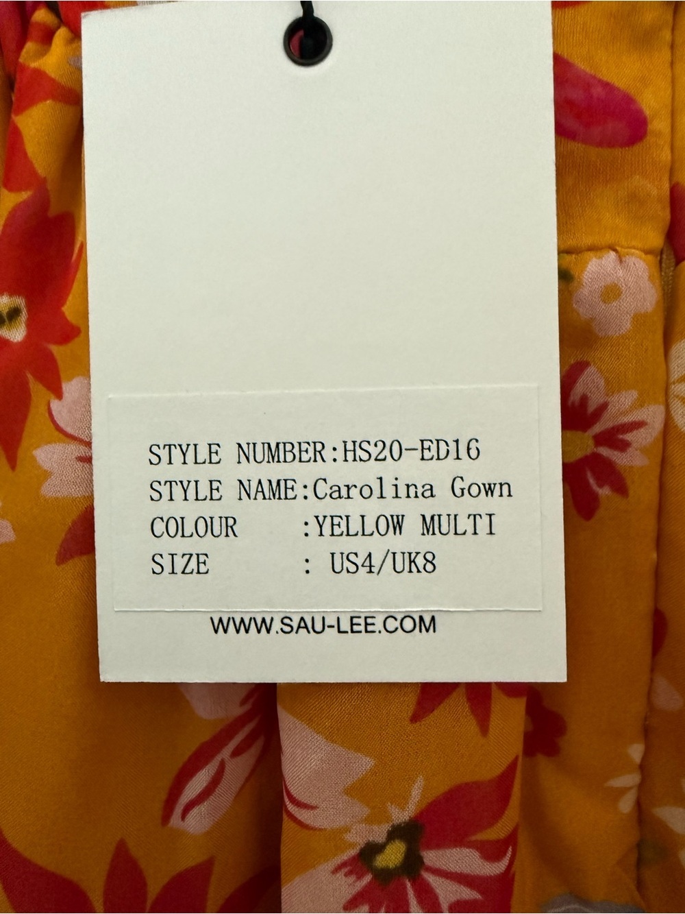 Sau Lee Carolina Gown Dress Yellow Multi Floral NWT Maxi Open Back Silk Size 4 - Picture 14 of 16
